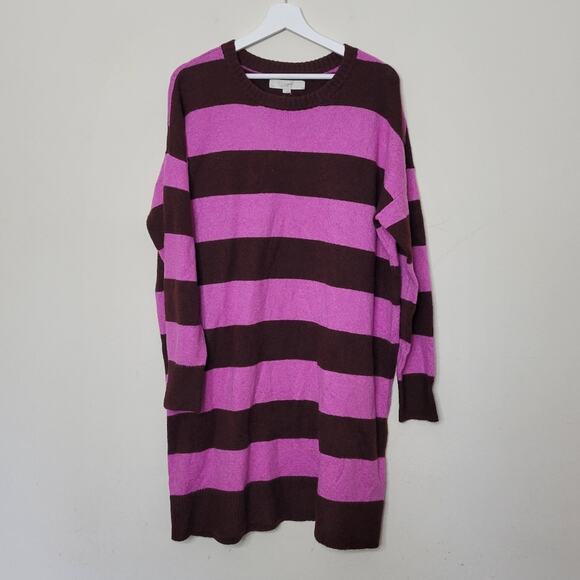 LOFT Striped Oversized Sweater Dress Large Fall - Picture 2 of 7